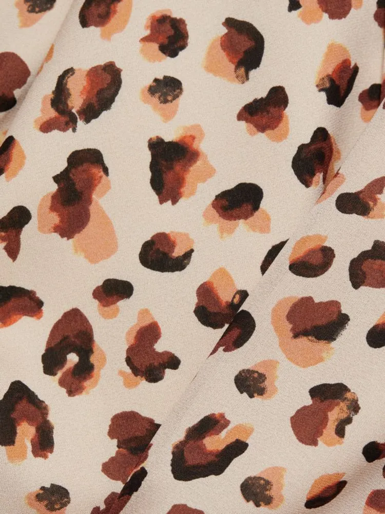 Flora Theory Leopard Print Silk Slip Dress in Beige Multi