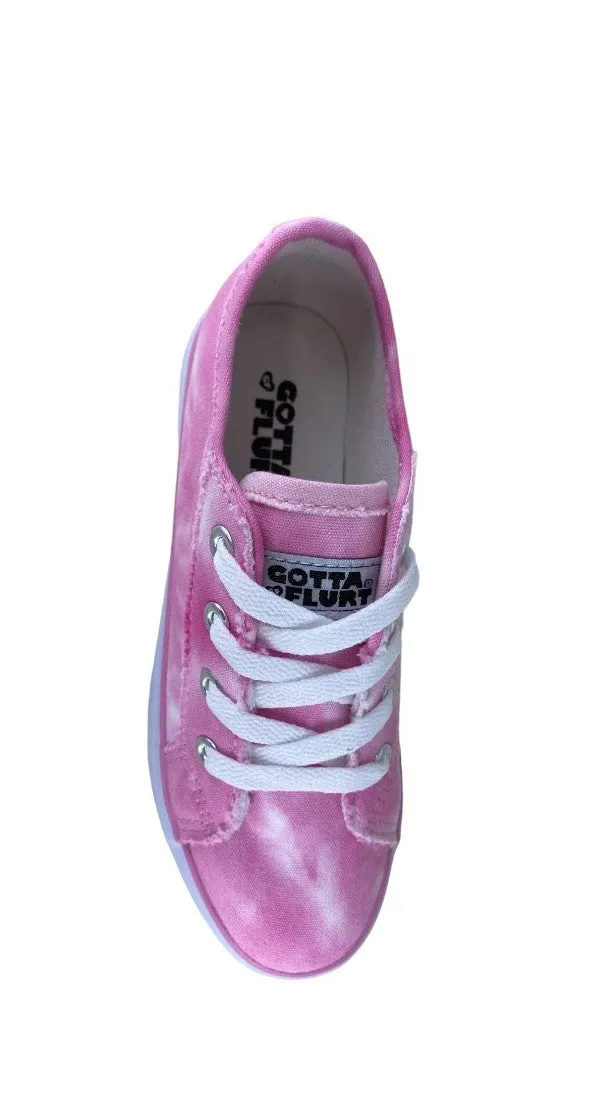 Gotta Flurt Girl's Tide Pink Tie-Dye Canvas Casual Sneaker