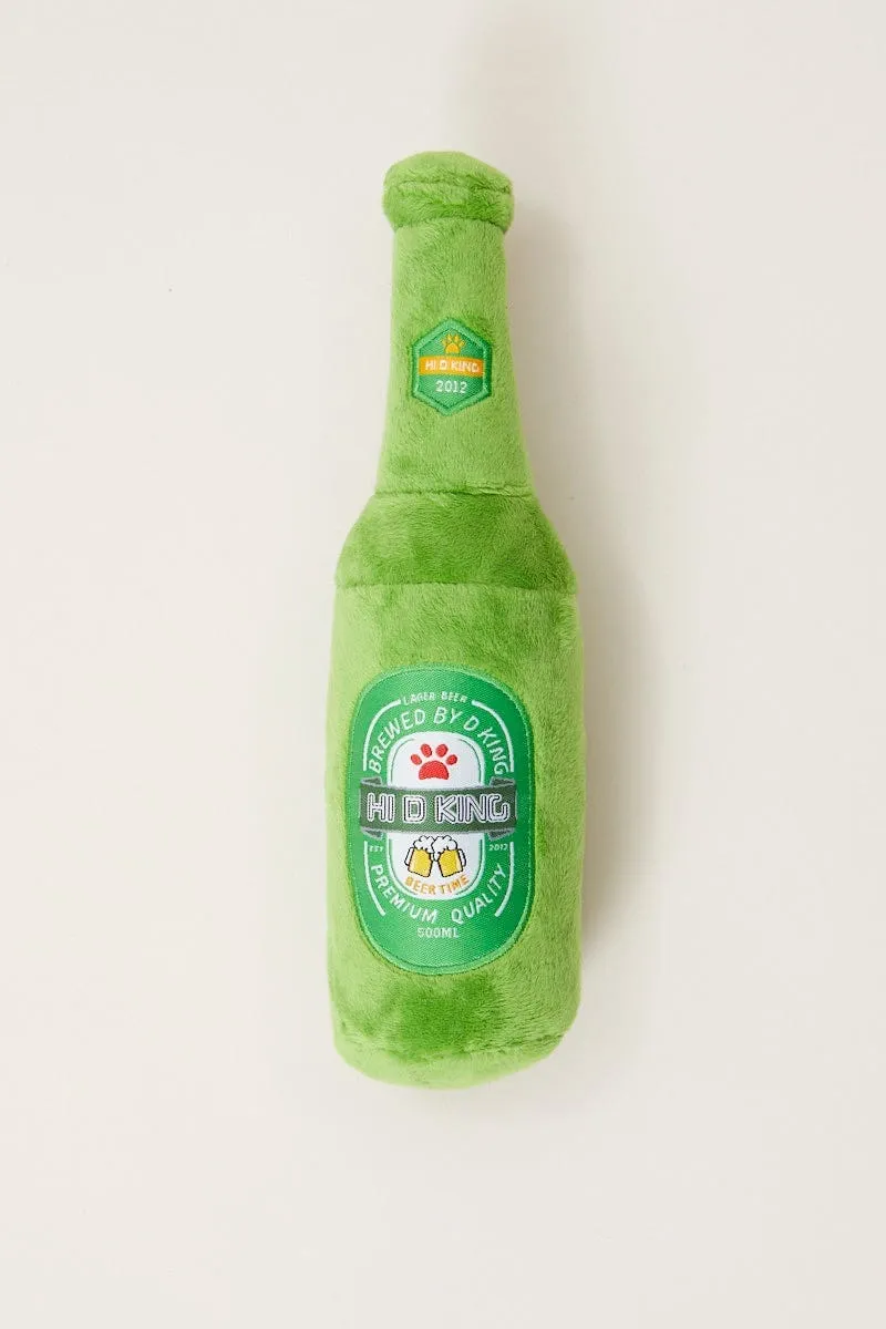 Green Beer Bottle Plush Dog Chew