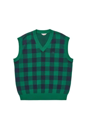 GREENICH Check Knit Vest_Green