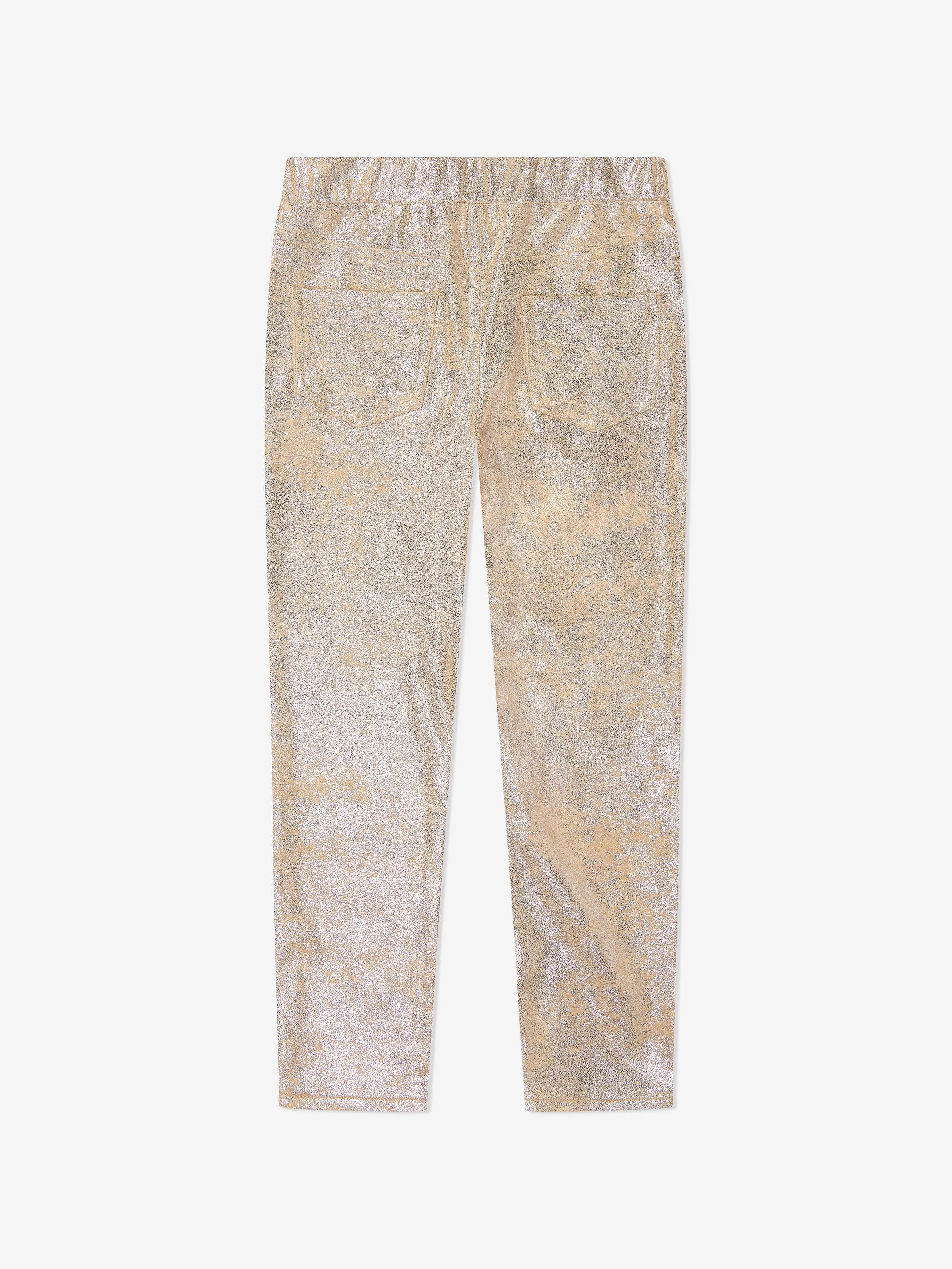 Guess Girls Foil Suede Leggings in Gold