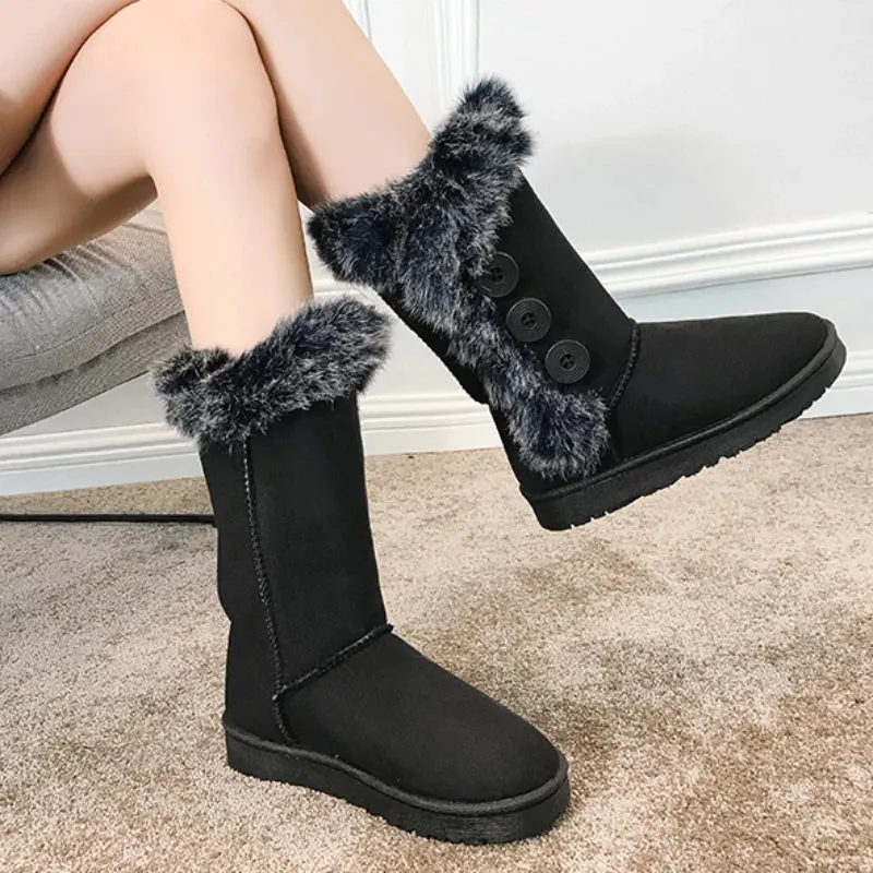 Hnzxzm 2024 Winter  Women Snowboots Waterproof Lady Cotton Slip-on Boots with Fashion 4 colors