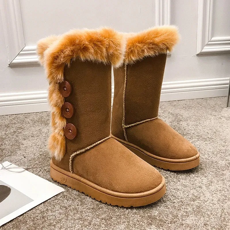 Hnzxzm 2024 Winter  Women Snowboots Waterproof Lady Cotton Slip-on Boots with Fashion 4 colors