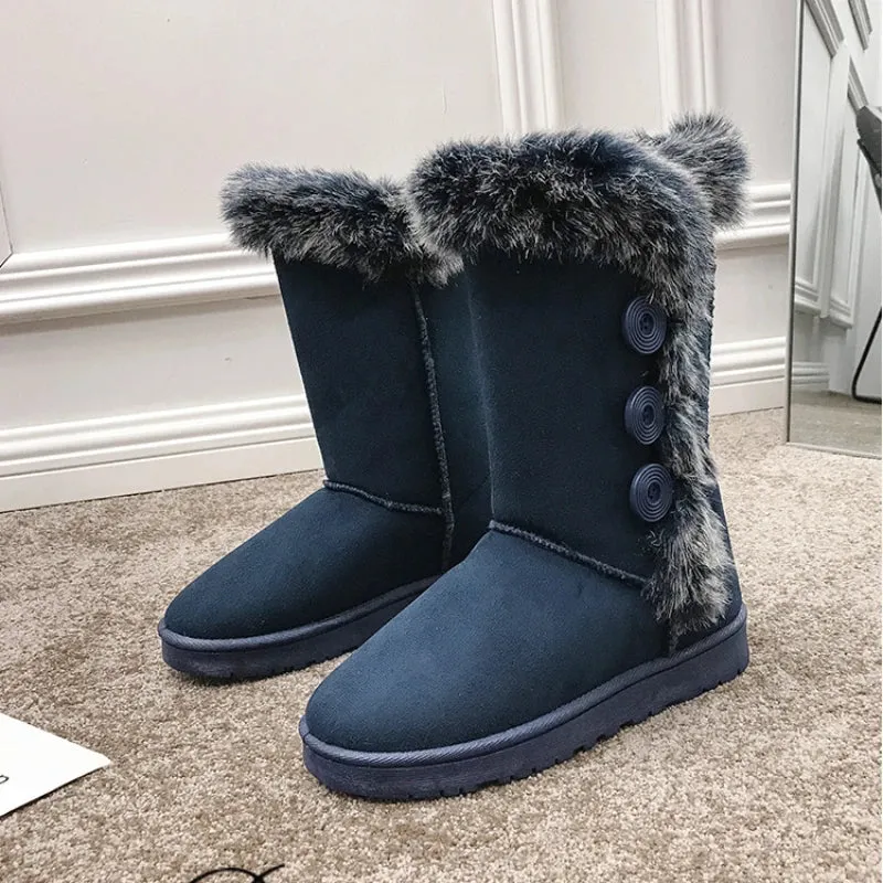 Hnzxzm 2024 Winter  Women Snowboots Waterproof Lady Cotton Slip-on Boots with Fashion 4 colors