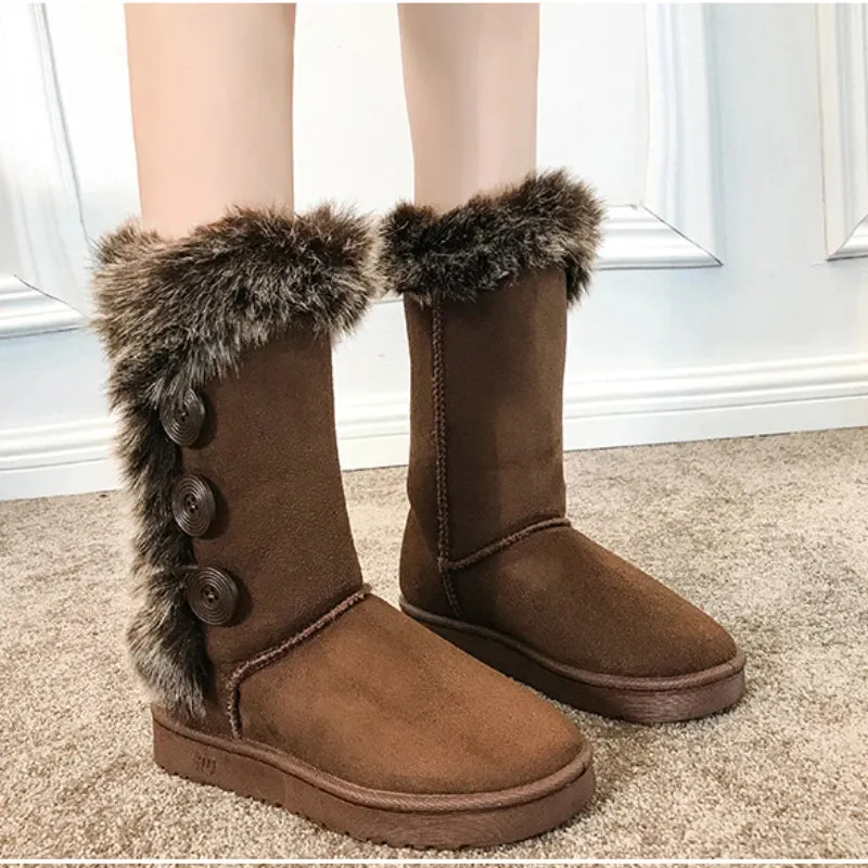 Hnzxzm 2024 Winter  Women Snowboots Waterproof Lady Cotton Slip-on Boots with Fashion 4 colors