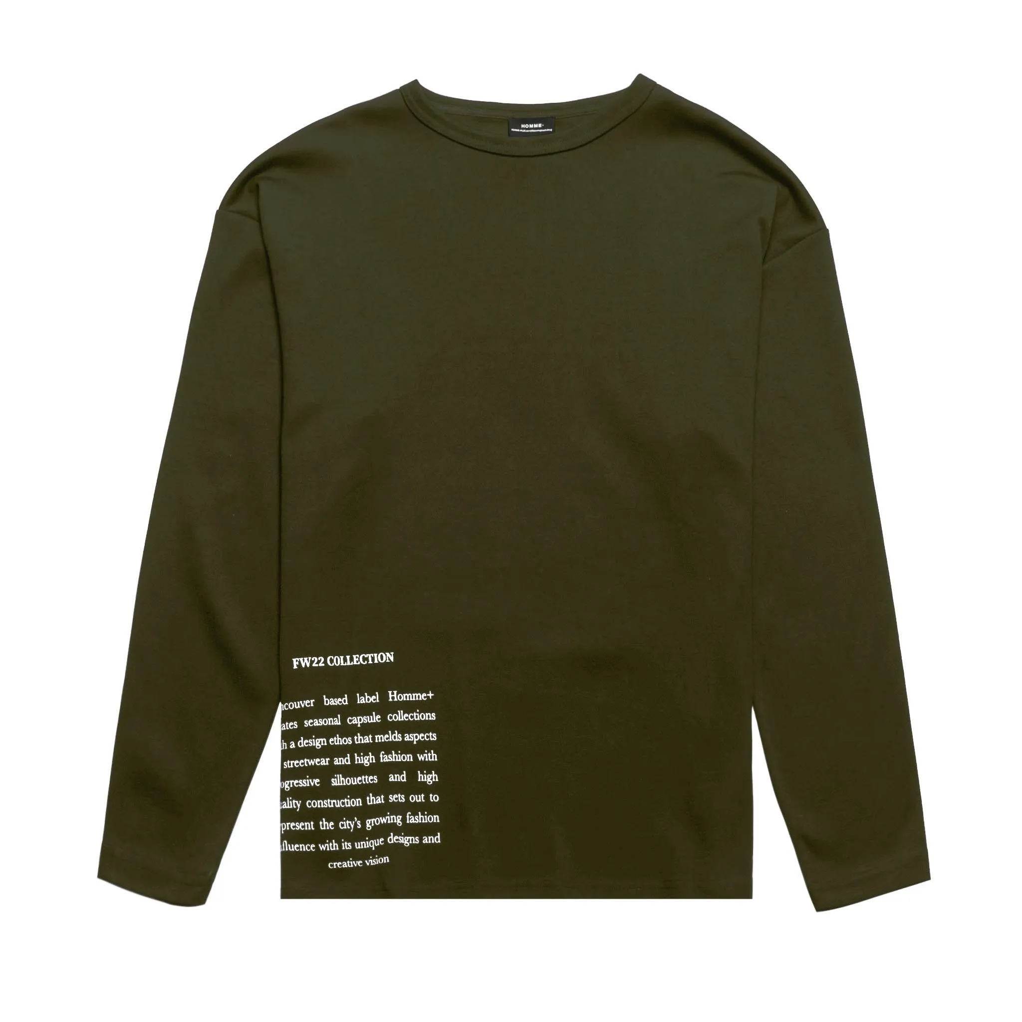 HOMME  Oversized LS Patch Tee Army