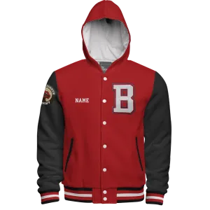 Hooded Cotton Fleece Varsity Jacket With No Lining
