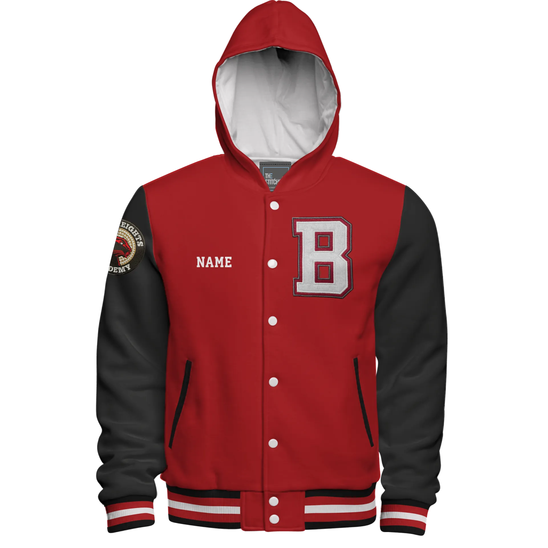 Hooded Cotton Fleece Varsity Jacket With No Lining