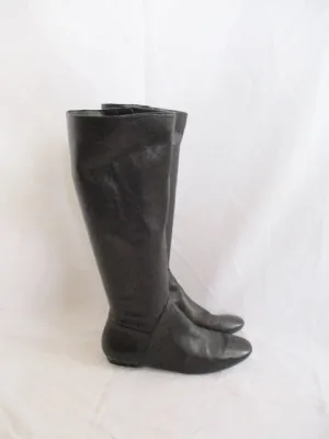I. MILLER Glove Soft Leather Knee High Boot BLACK 7.5 Womens Flat Heel