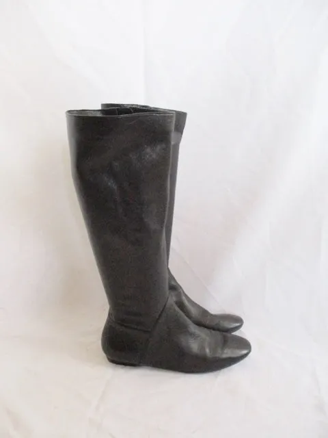 I. MILLER Glove Soft Leather Knee High Boot BLACK 7.5 Womens Flat Heel
