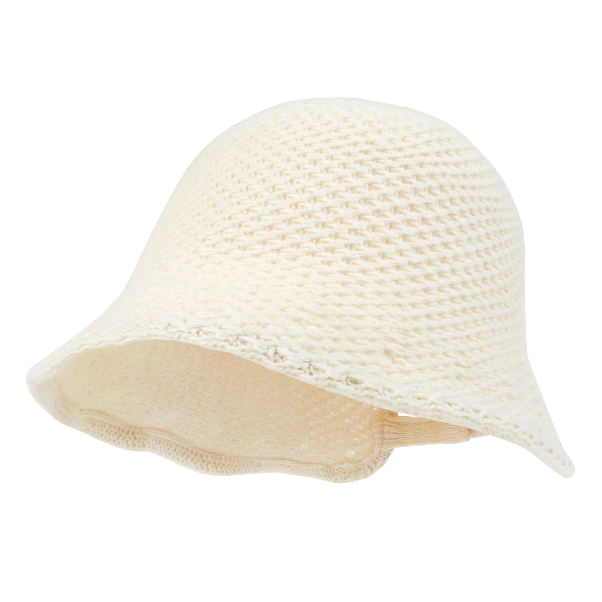 ililily Crochet Asymmetrical Brim Wool Blended Bucket Hook And Loop Winter Hat