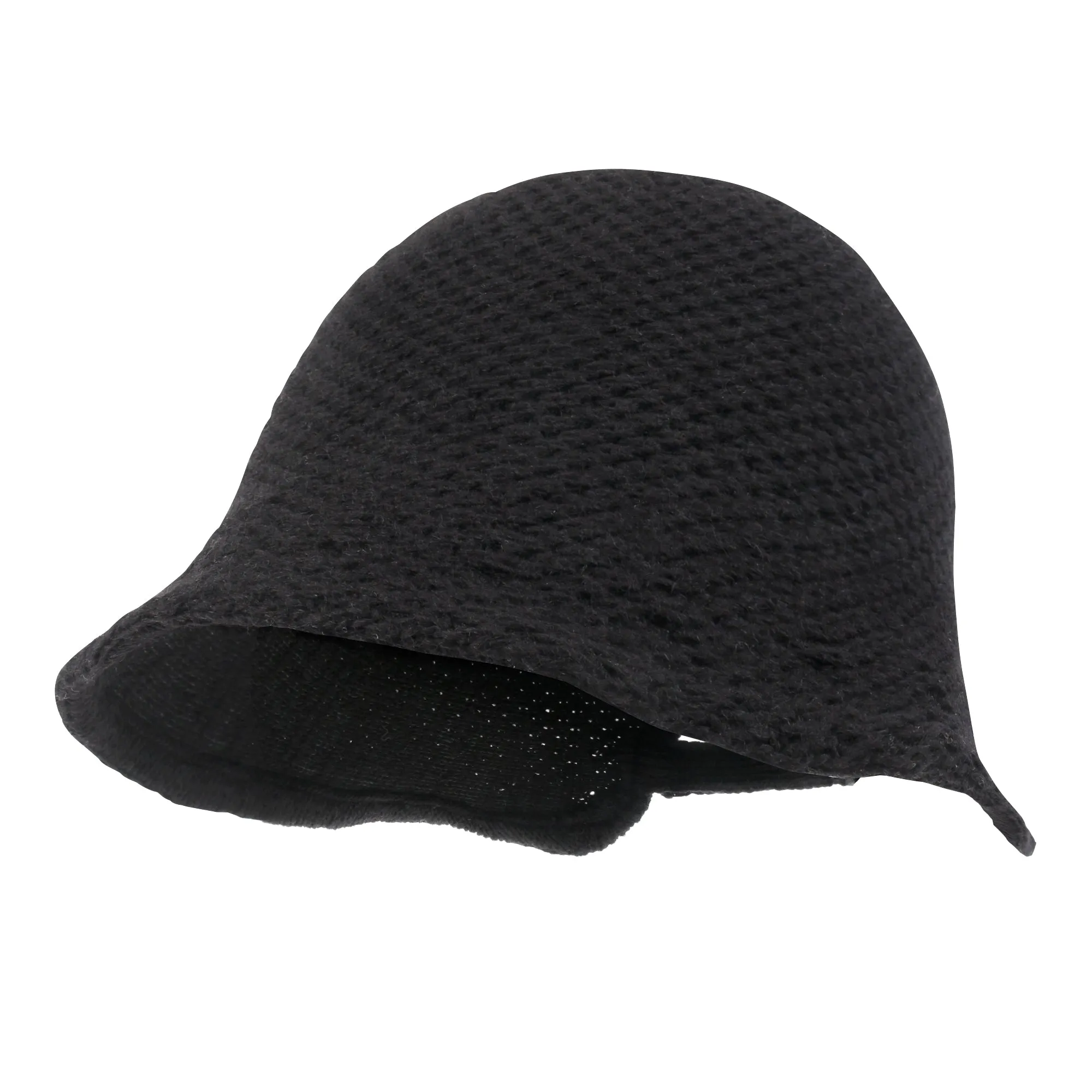 ililily Crochet Asymmetrical Brim Wool Blended Bucket Hook And Loop Winter Hat