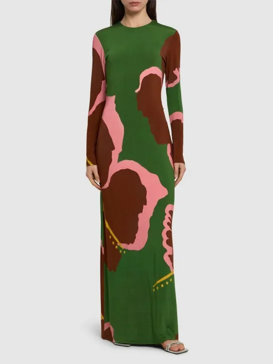 Johanna Ortiz   Shiny jersey long sleeve long dress 