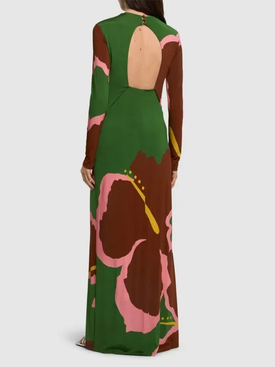 Johanna Ortiz   Shiny jersey long sleeve long dress 