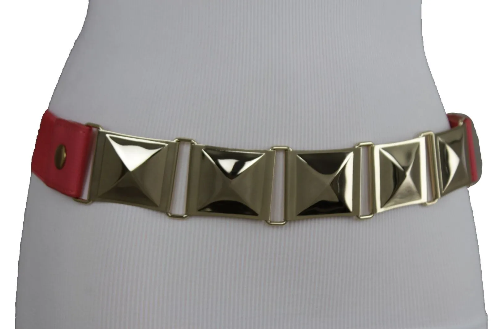Large Pyramid Studded Elastic Waistband Belt Size S M