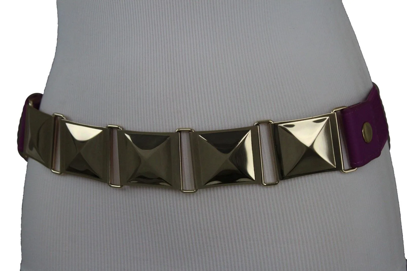 Large Pyramid Studded Elastic Waistband Belt Size S M