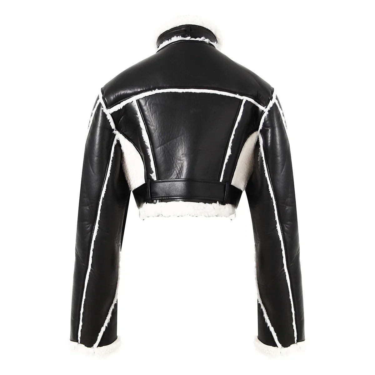 Leather Fur Buckle Jacket