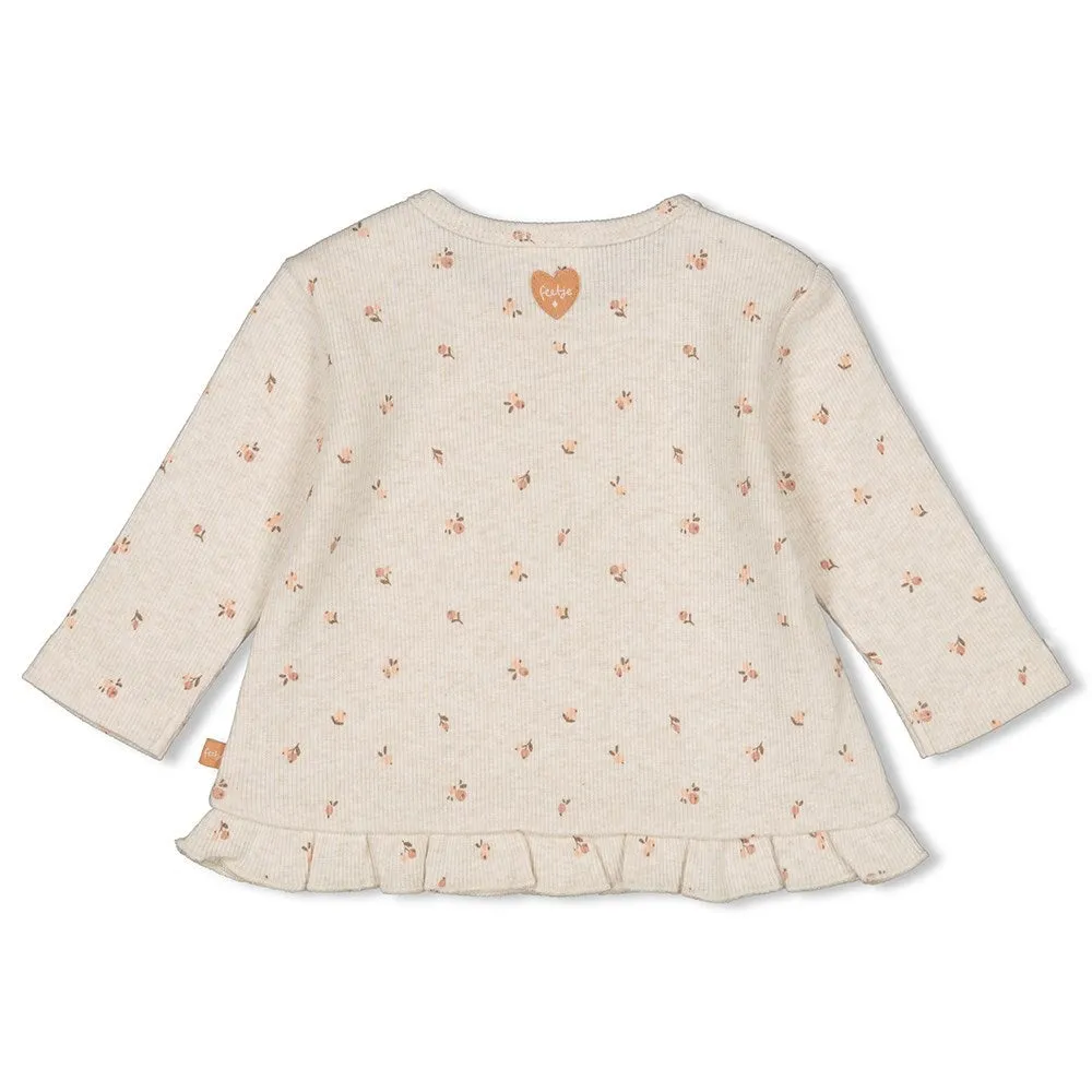 LITTLE ROSEBUD - Allover Print 2x2 Ribbed Knit Top