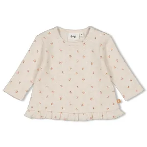LITTLE ROSEBUD - Allover Print 2x2 Ribbed Knit Top