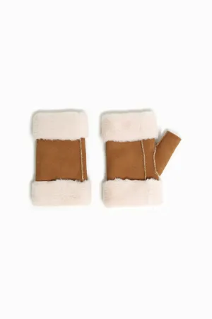 Look By M Sheepskin Shearling Fingerless Gloves MG3279
