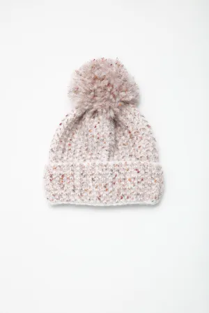 Look by M Waffle-Knitted Confetti PomPom Beanie MH3158