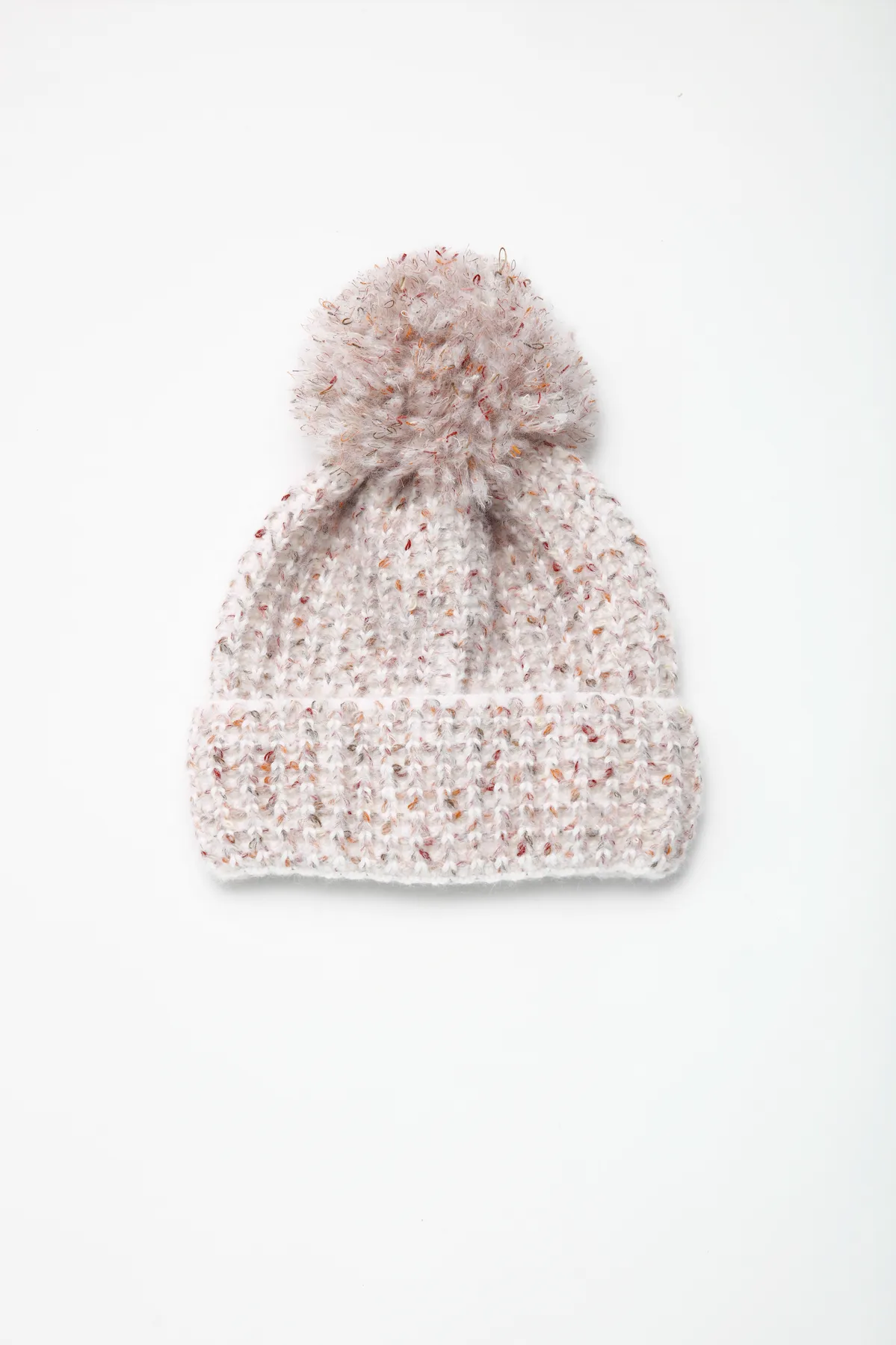 Look by M Waffle-Knitted Confetti PomPom Beanie MH3158