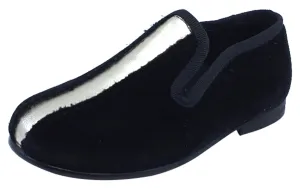 Luccini Splendid Girl's & Boy's Black Velvet Slip On Gold Leather Dress Shoe