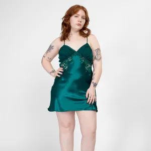 Medium 90s Victoria's Secret Emerald Green Satin Slip Dress