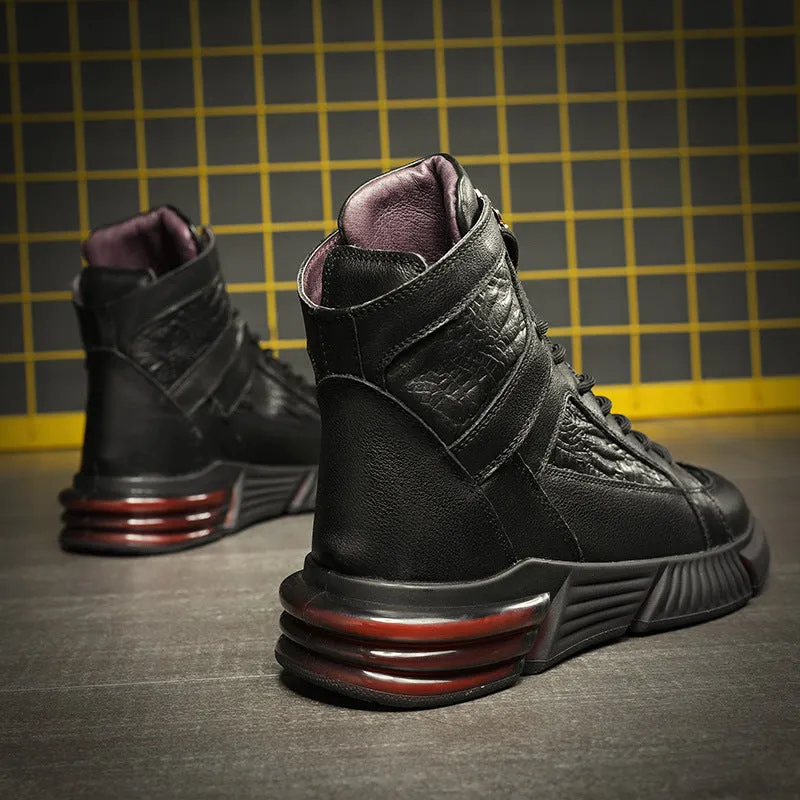 Men Fashion Cowhide Casual Black Boots