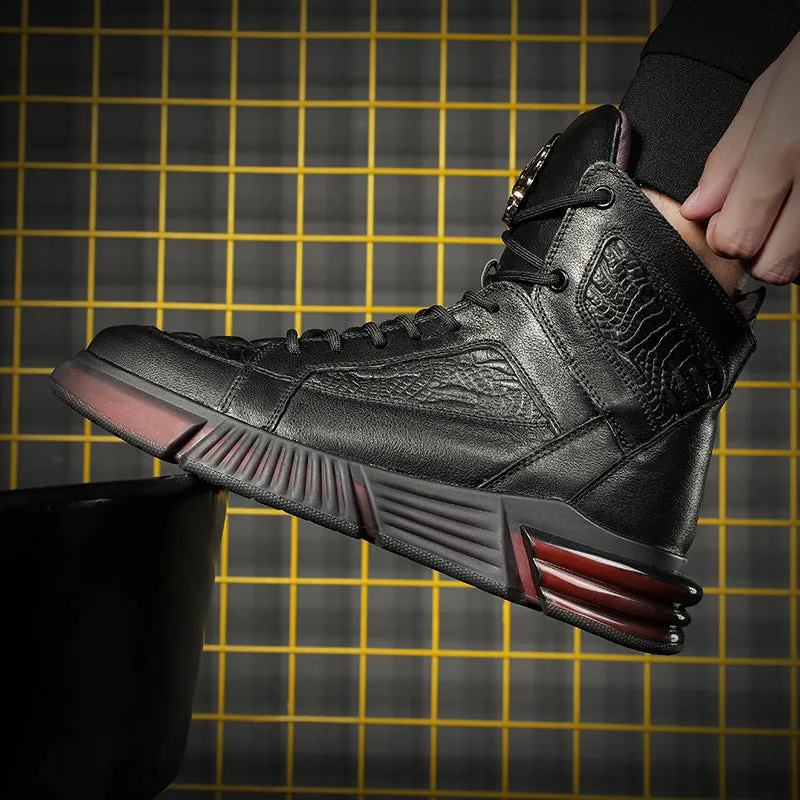 Men Fashion Cowhide Casual Black Boots