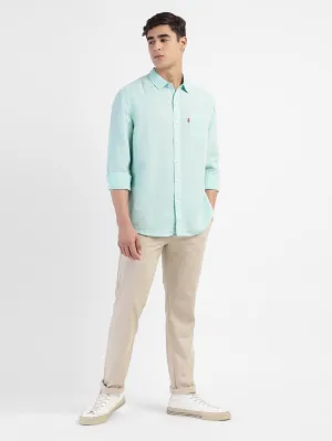 Men's Polka Dot Spread Collar Linen Shirt