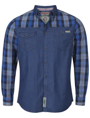 Mens Tokyo Laundry Adrian Blue Long Sleeved Shirt