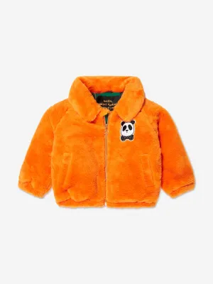 Mini Rodini Kids Faux Fur Aviator Jacket in Orange