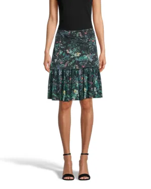 Moonlit Garden Mini Skirt  In Black Multi