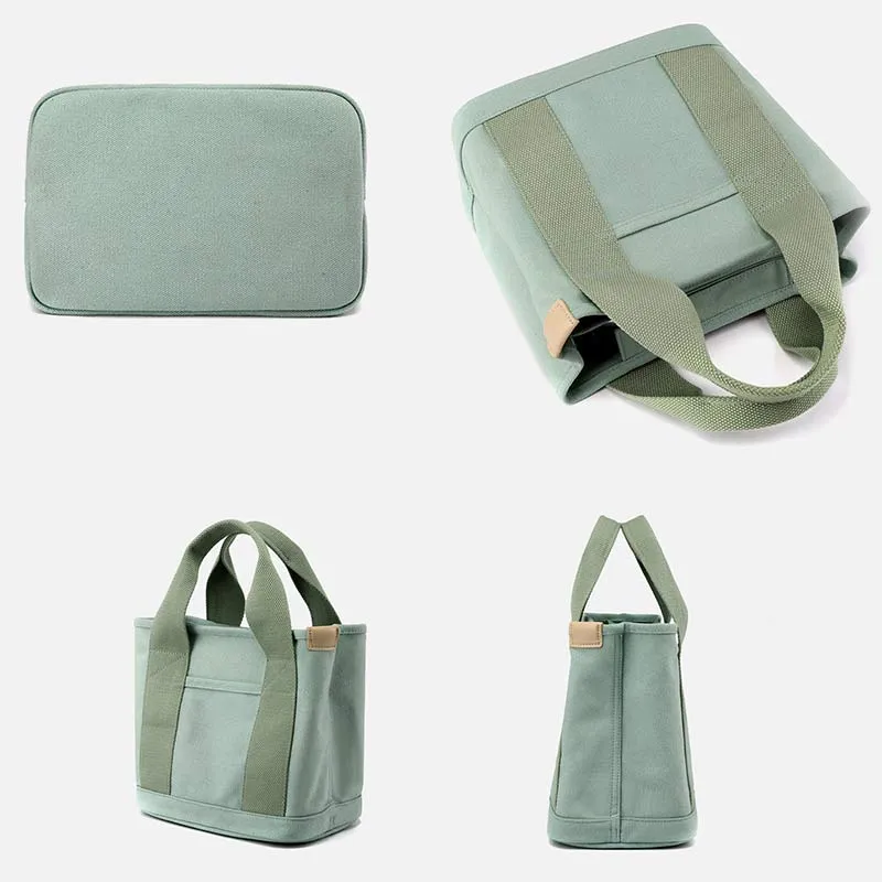 Multi-Pocket Handbag for Women Casual Canvas Tote Bag Daily Purse