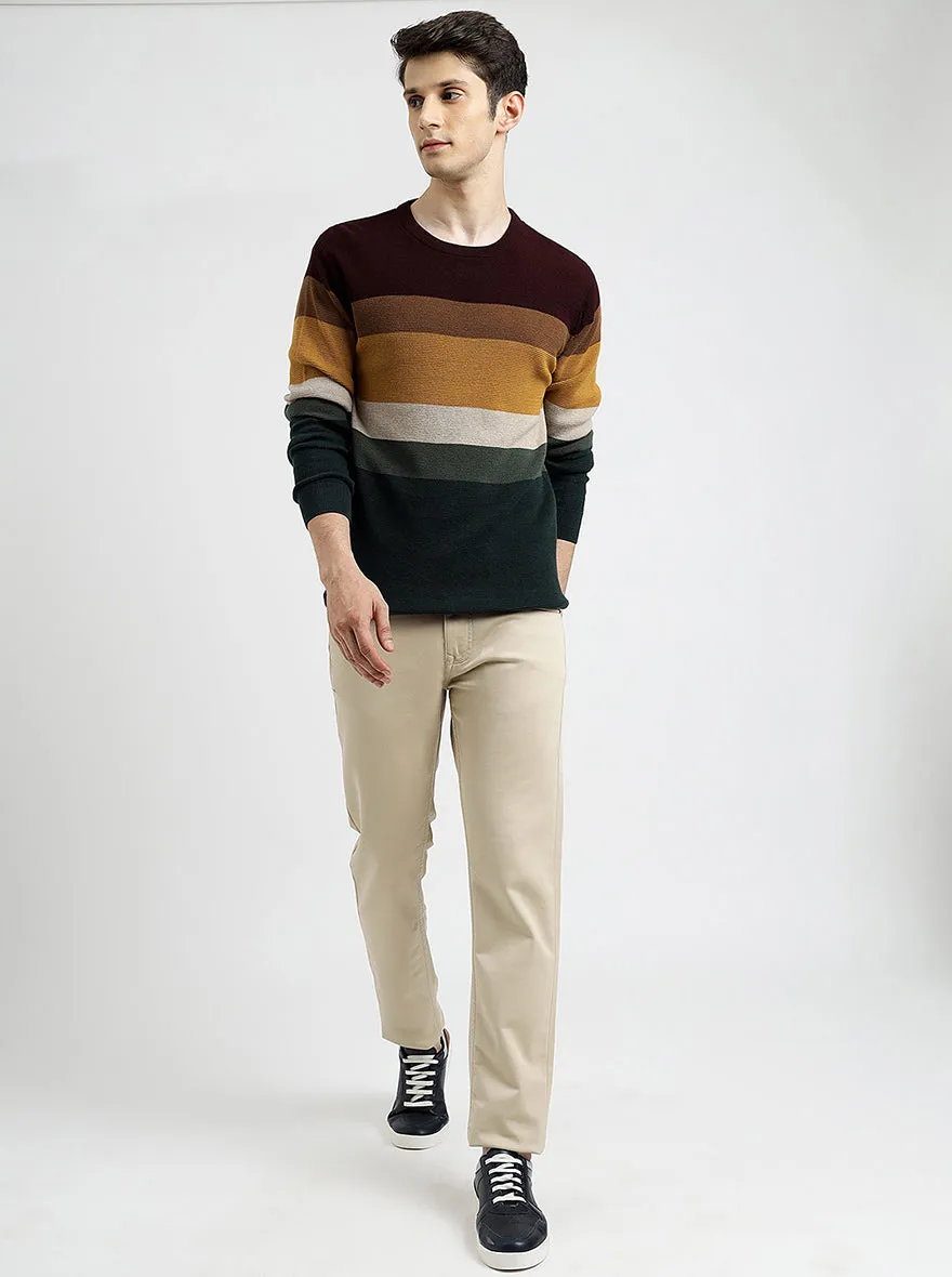 Multi Striped Slim Fit Winter T-Shirt | JadeBlue