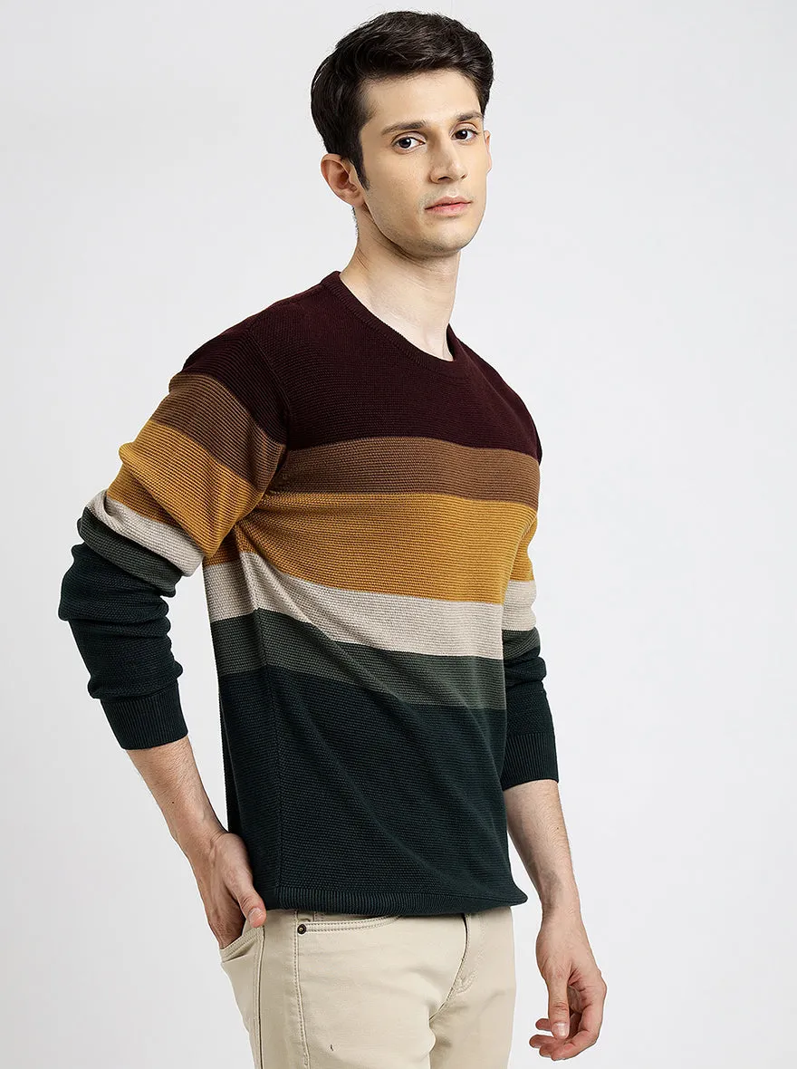 Multi Striped Slim Fit Winter T-Shirt | JadeBlue