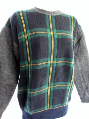 NEW CELINE CASHMERE Wool Mohair TARTAN Sweater S GREEN Womens PLAID