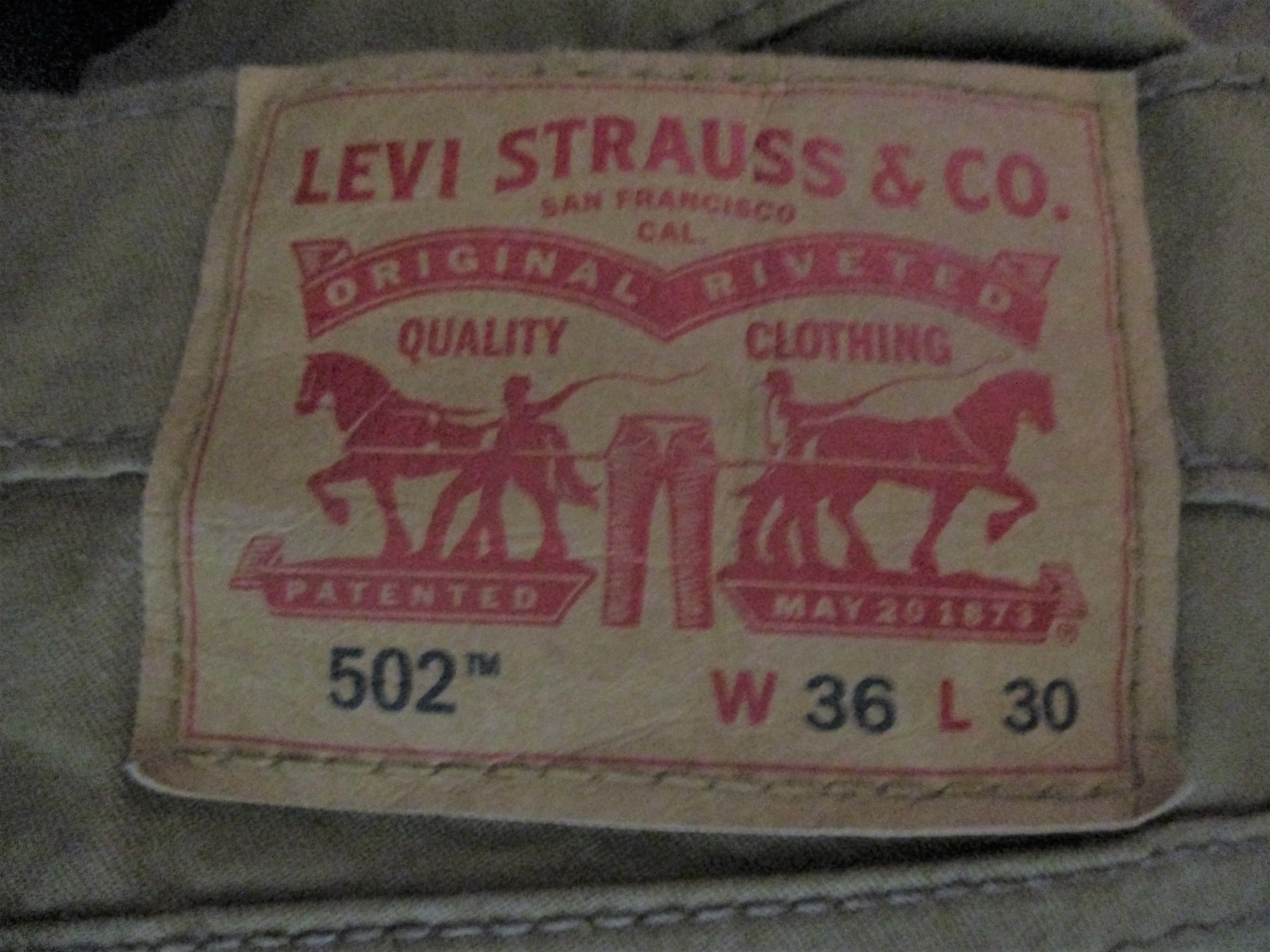 NEW LEVI'S JEANS 502 Regular Taper Fit Denim Dungarees PANTS TAN GOLD 36X30