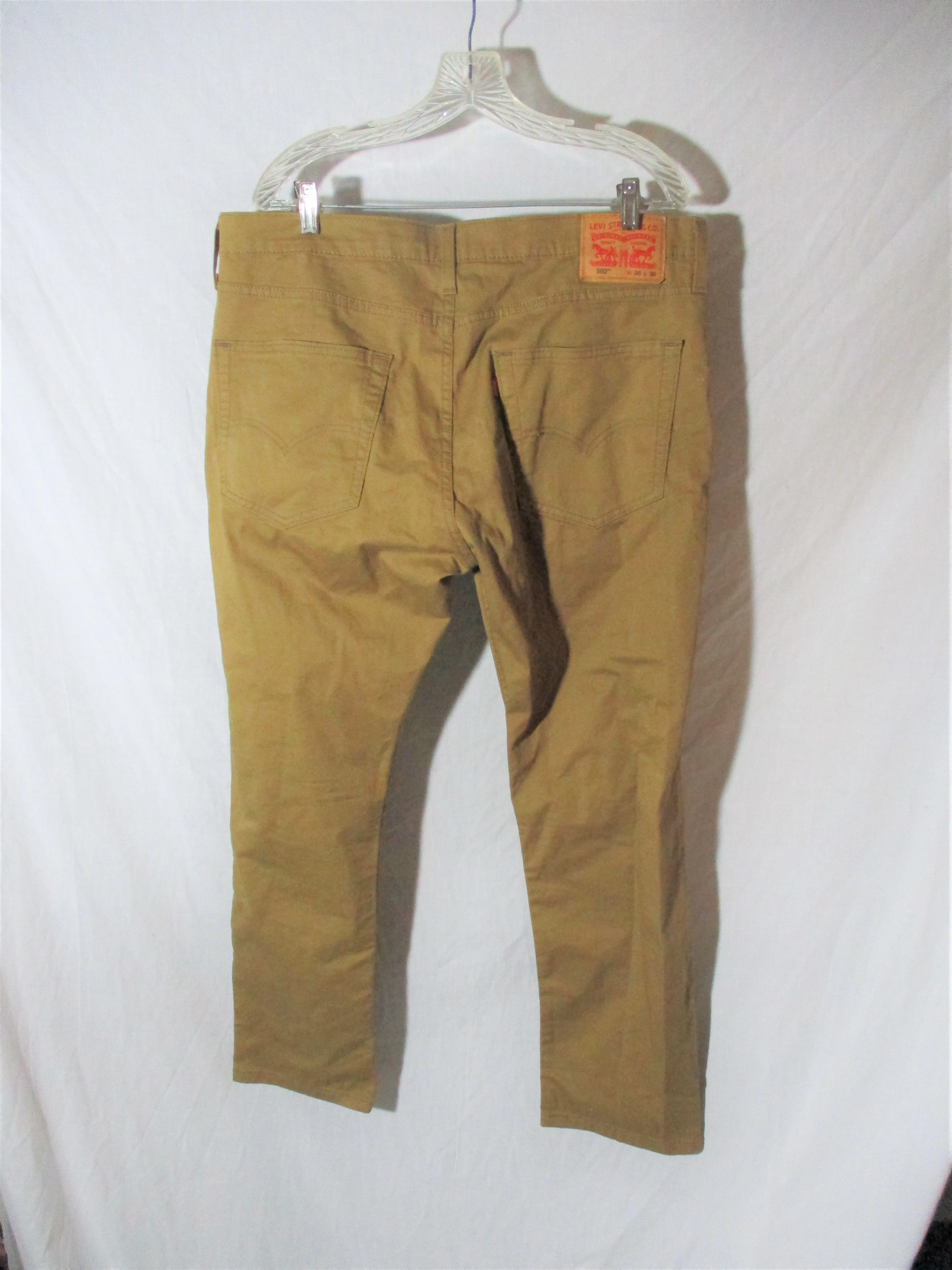 NEW LEVI'S JEANS 502 Regular Taper Fit Denim Dungarees PANTS TAN GOLD 36X30