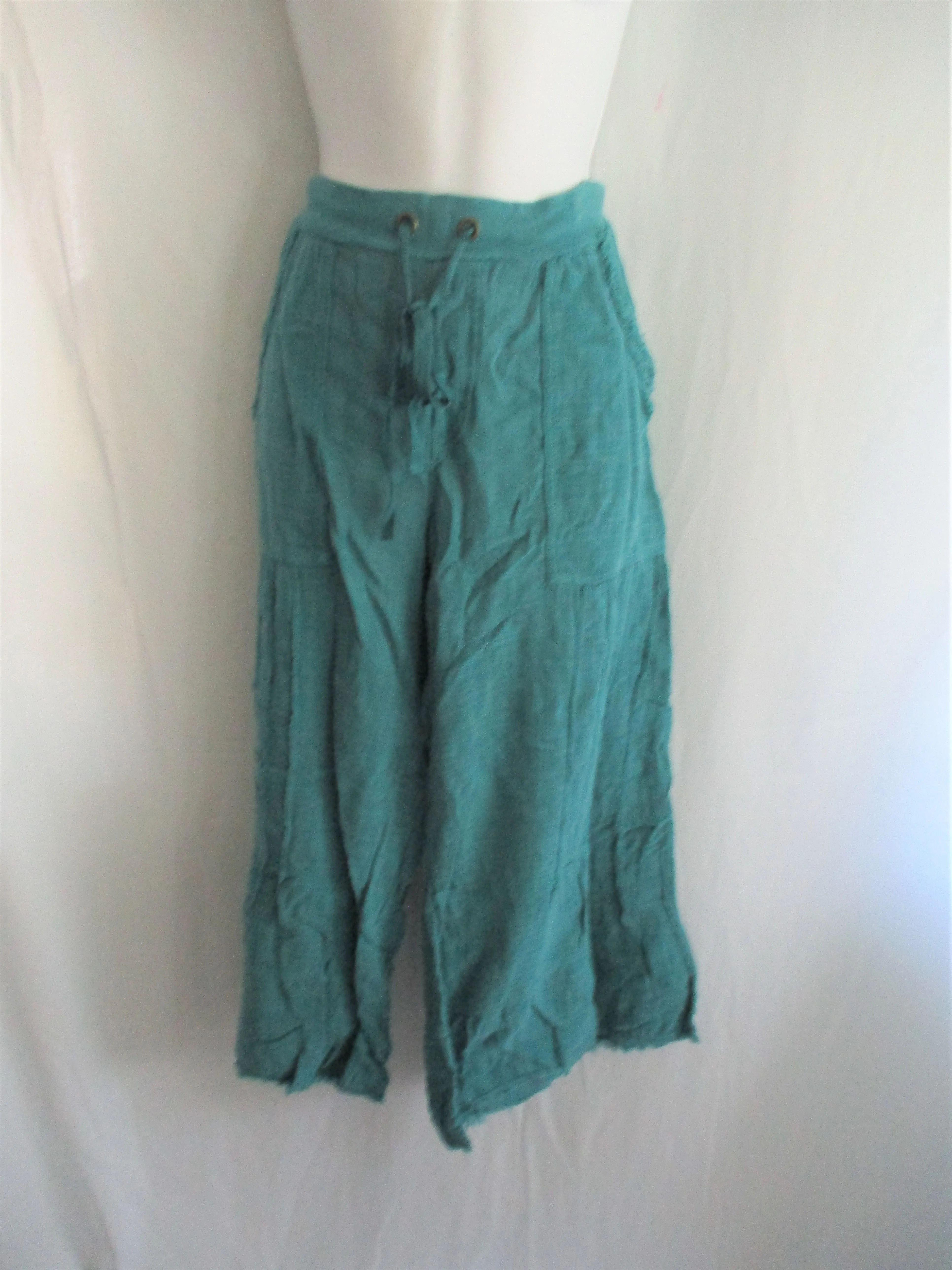 NEW WEARABLES 100% Cotton GAUZY BEACH Pant  S  BLUE Summer