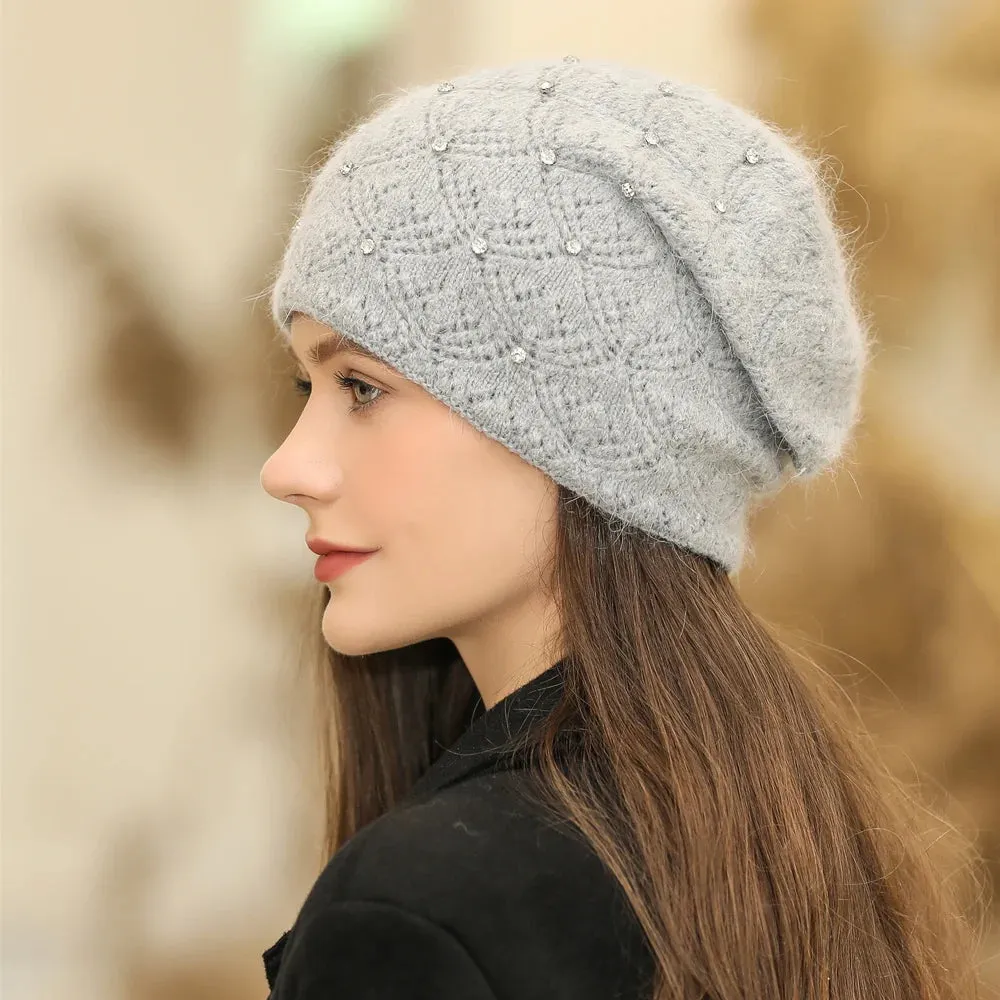 New Winter Streetwear Rabbit Fur Blend Fashion Warm Hat