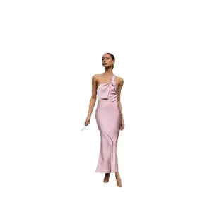 Pale Pink Elegant Backless Maxi Shoulder Camisole Dress