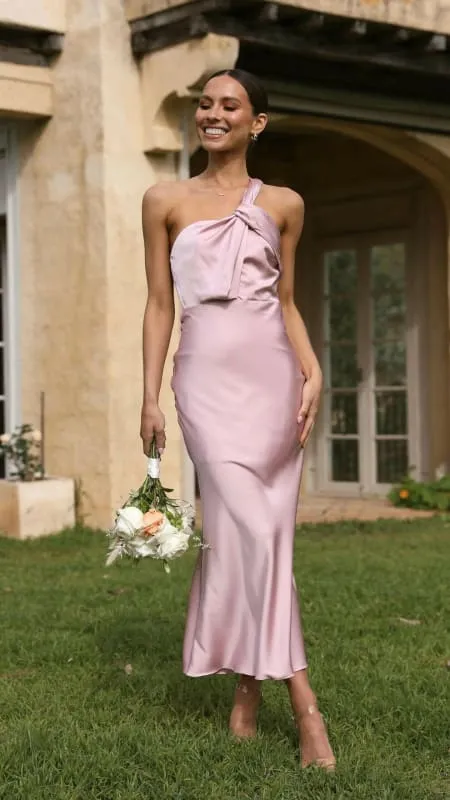 Pale Pink Elegant Backless Maxi Shoulder Camisole Dress