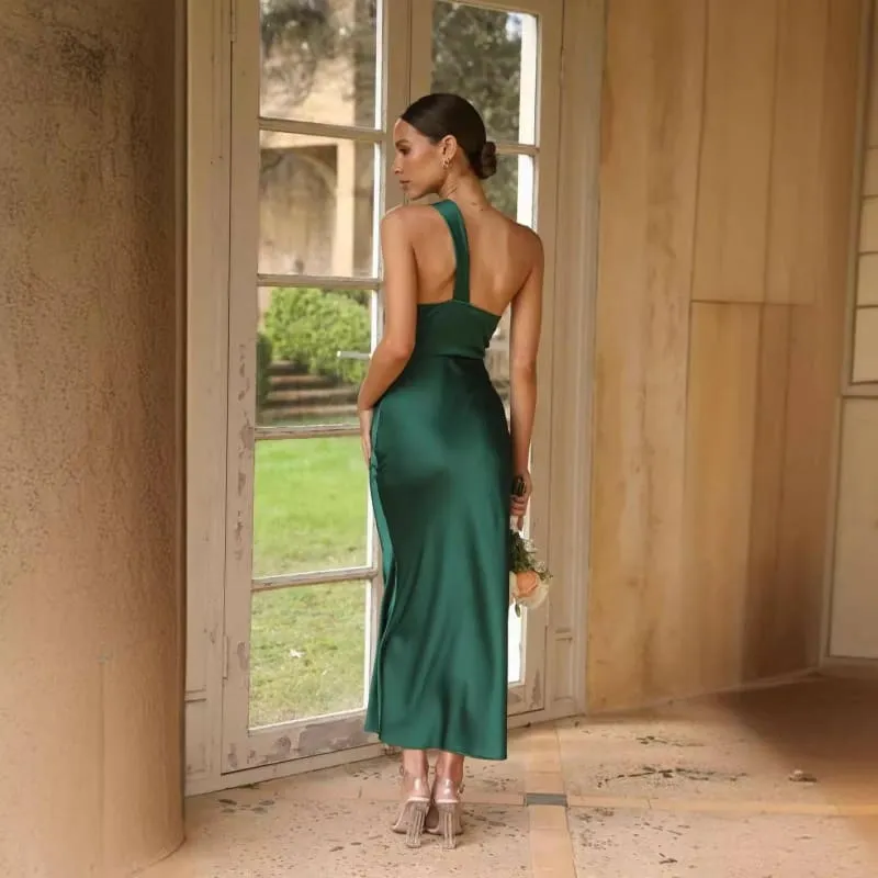 Pale Pink Elegant Backless Maxi Shoulder Camisole Dress