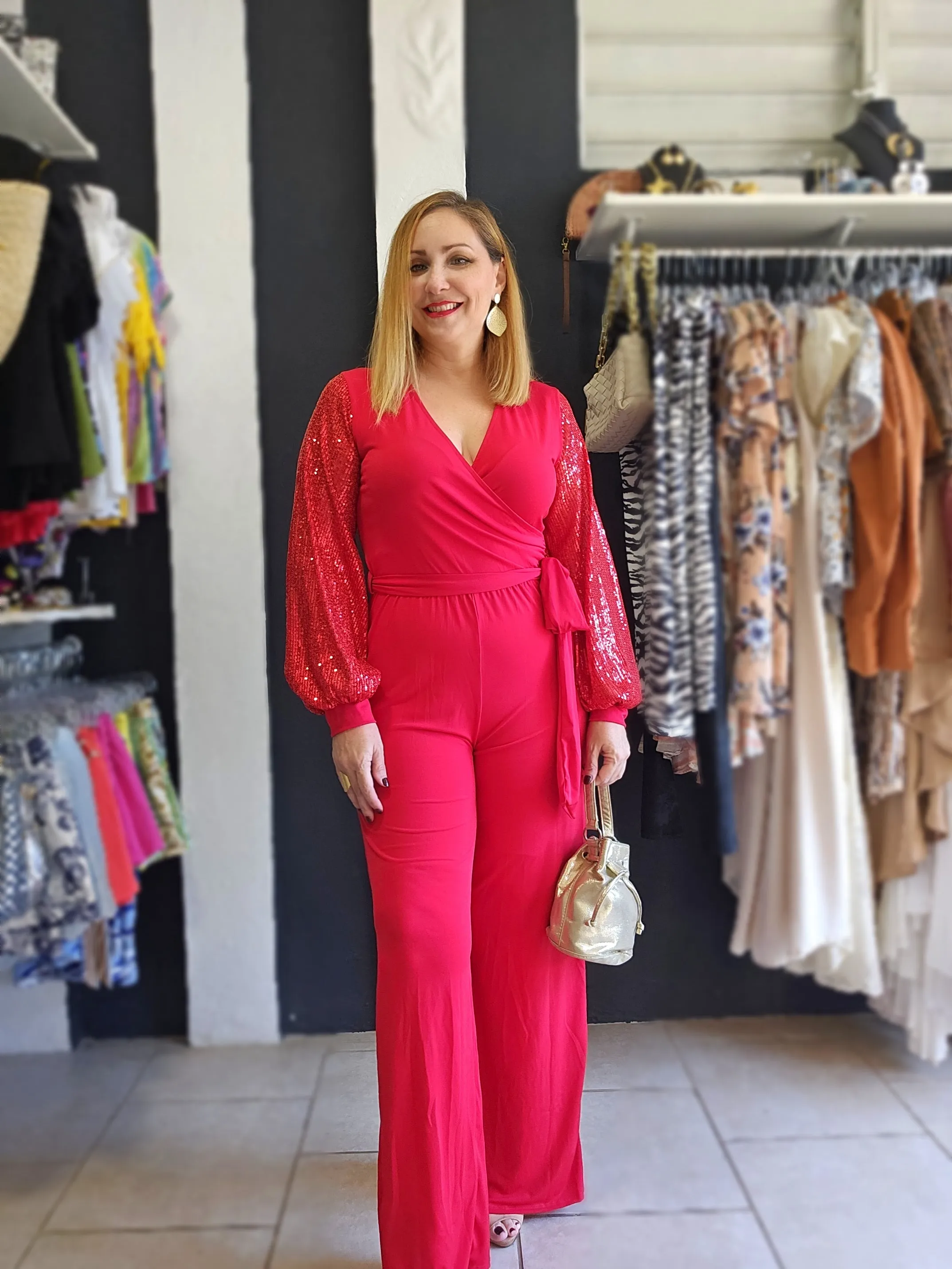 Perfect Jumpsuit Sheer & Sequins Sleeves