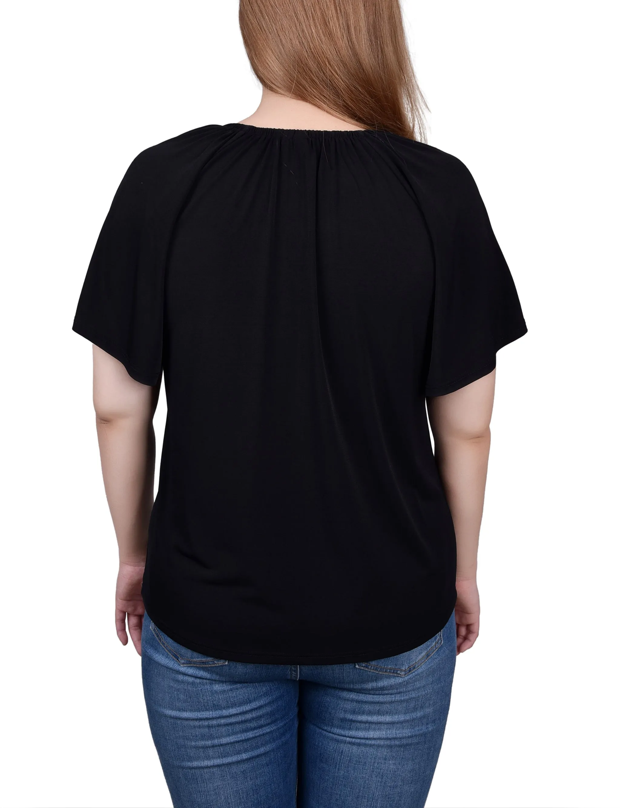 Petite Raglan Sleeve Top With Chain Details