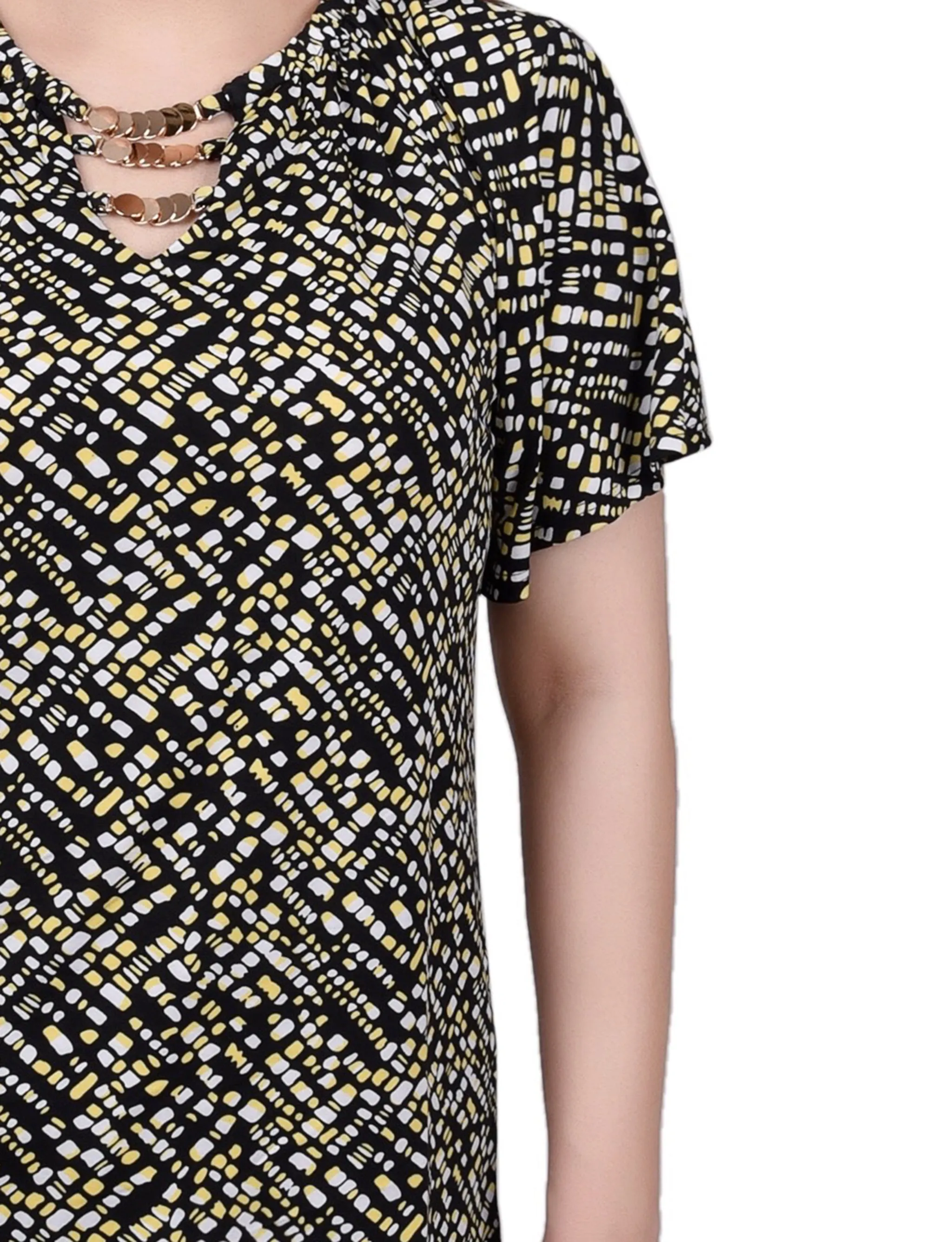 Petite Raglan Sleeve Top With Chain Details