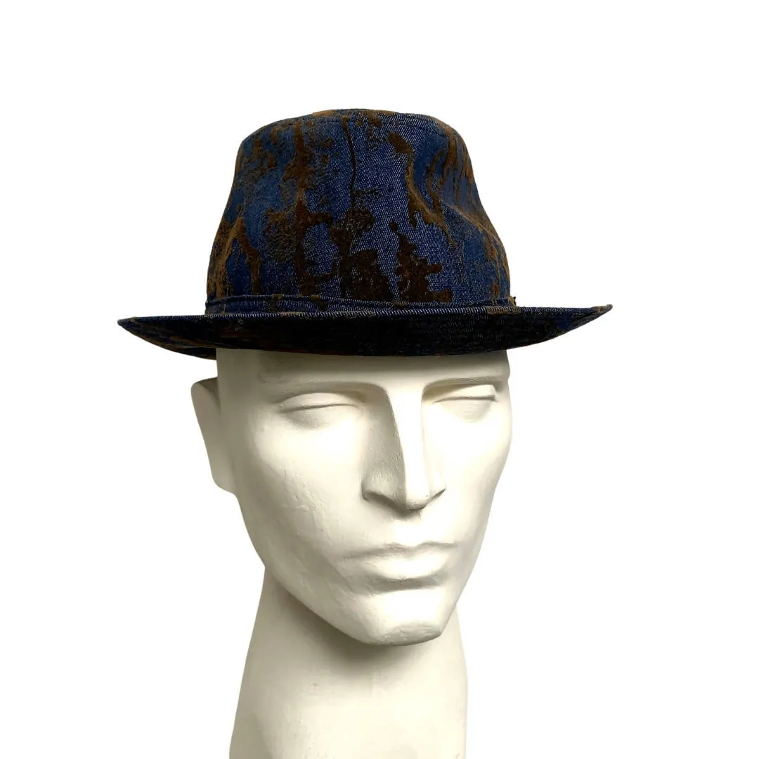 Philip Treacy Grey and Gold Fedora Hat