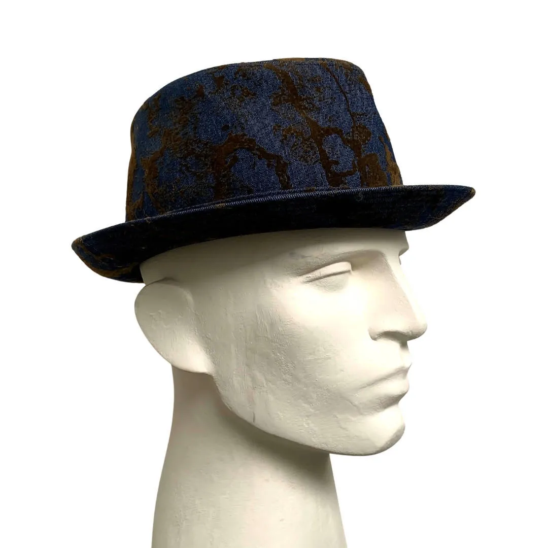 Philip Treacy Grey and Gold Fedora Hat